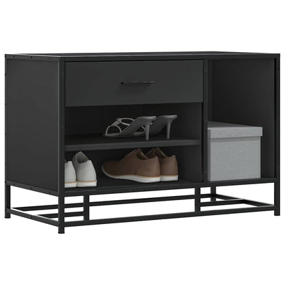 Panca Portaoggetti Nera 80x40x53,5 cm Multistrato e Metallo | homemem39