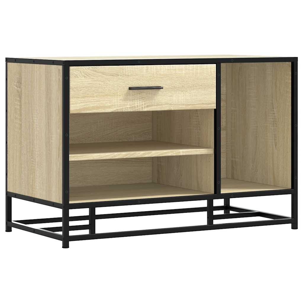 Panca Portaoggetti Rovere Sonoma Legno Multistrato e Metallo | homemem39