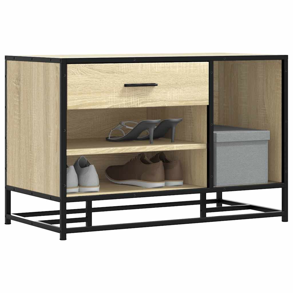 Panca Portaoggetti Rovere Sonoma Legno Multistrato e Metallo | homemem39
