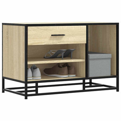 Panca Portaoggetti Rovere Sonoma Legno Multistrato e Metallo | homemem39