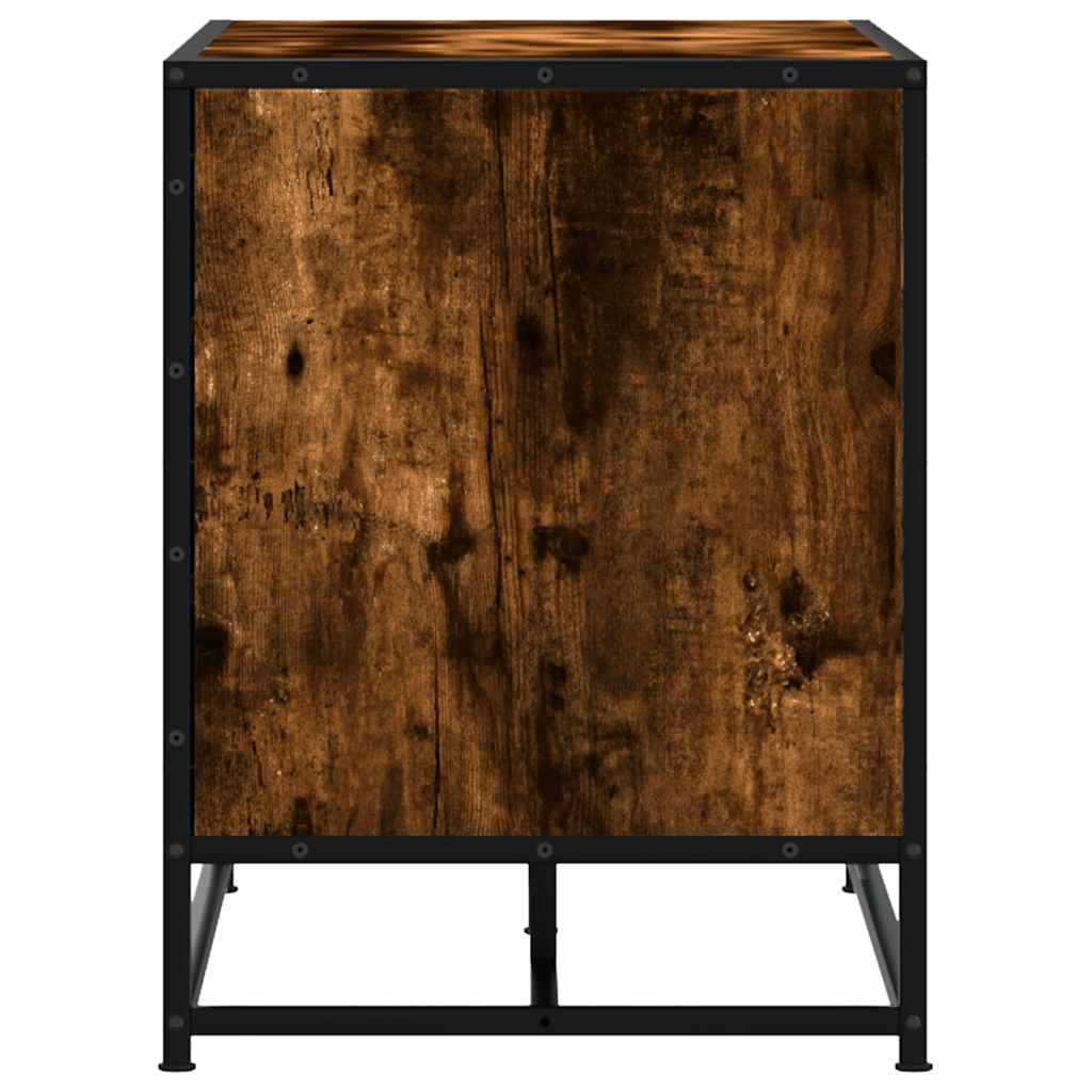 Panca Portaoggetti Rovere Fumo Legno Multistrato e Metallo | homemem39