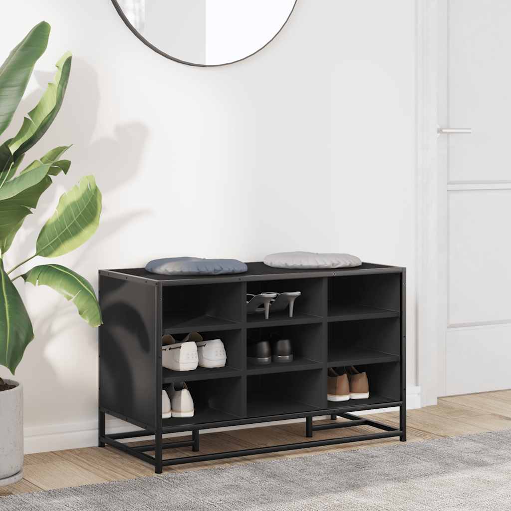Scarpiera Nera 84x40x53,5 cm in Truciolato e Metallo | homemem39