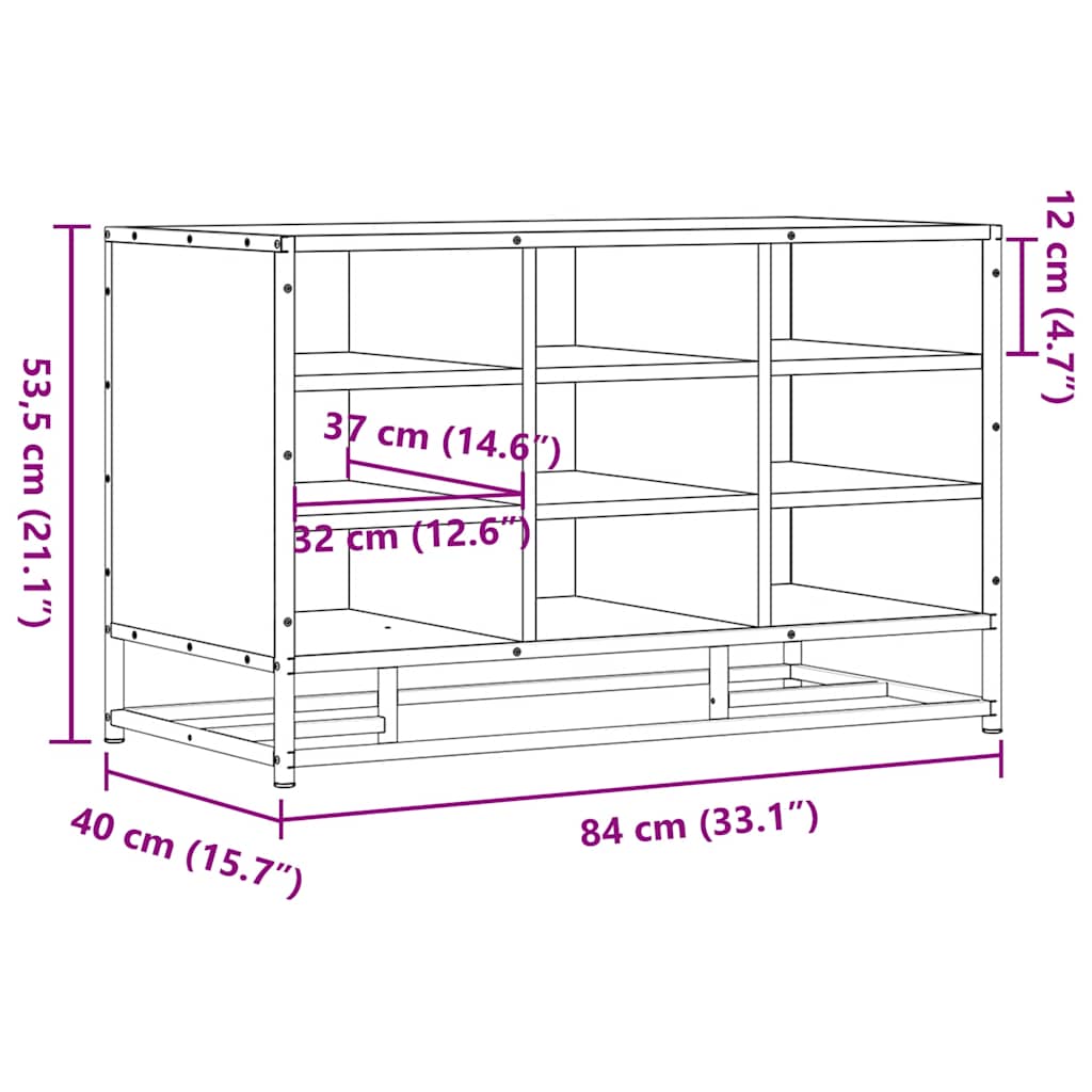 Scarpiera Nera 84x40x53,5 cm in Truciolato e Metallo | homemem39