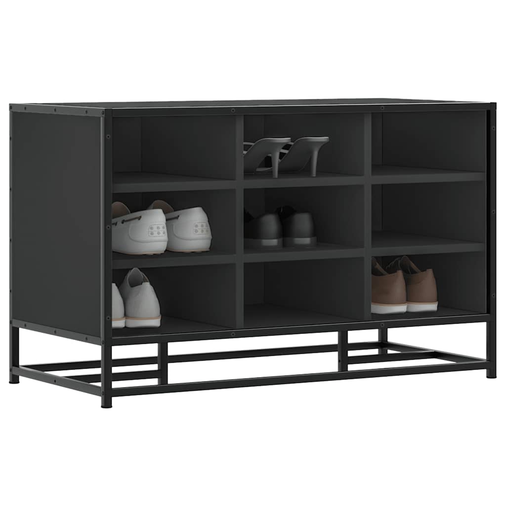 Scarpiera Nera 84x40x53,5 cm in Truciolato e Metallo | homemem39