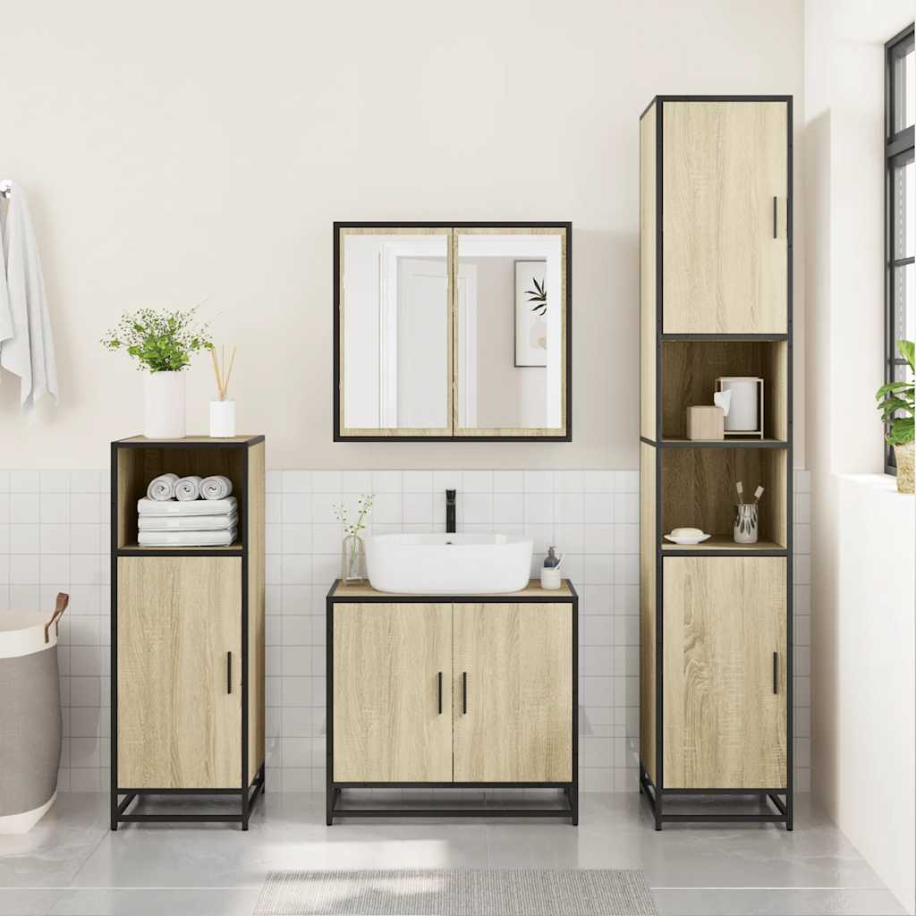 Mobiletto da bagno Rovere Sonoma 35x37,5x100 cm Legno ingegnerizzato | homemem39