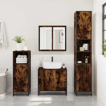 Armadietto Bagno Rovere Fumo 35x37,5x100 cm Legno Multistrato | homemem39