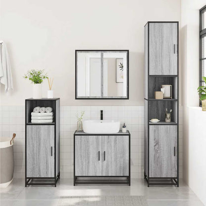 Armadietto Bagno Grigio Sonoma 35x37,5x100 cm Legno Multistrato | homemem39