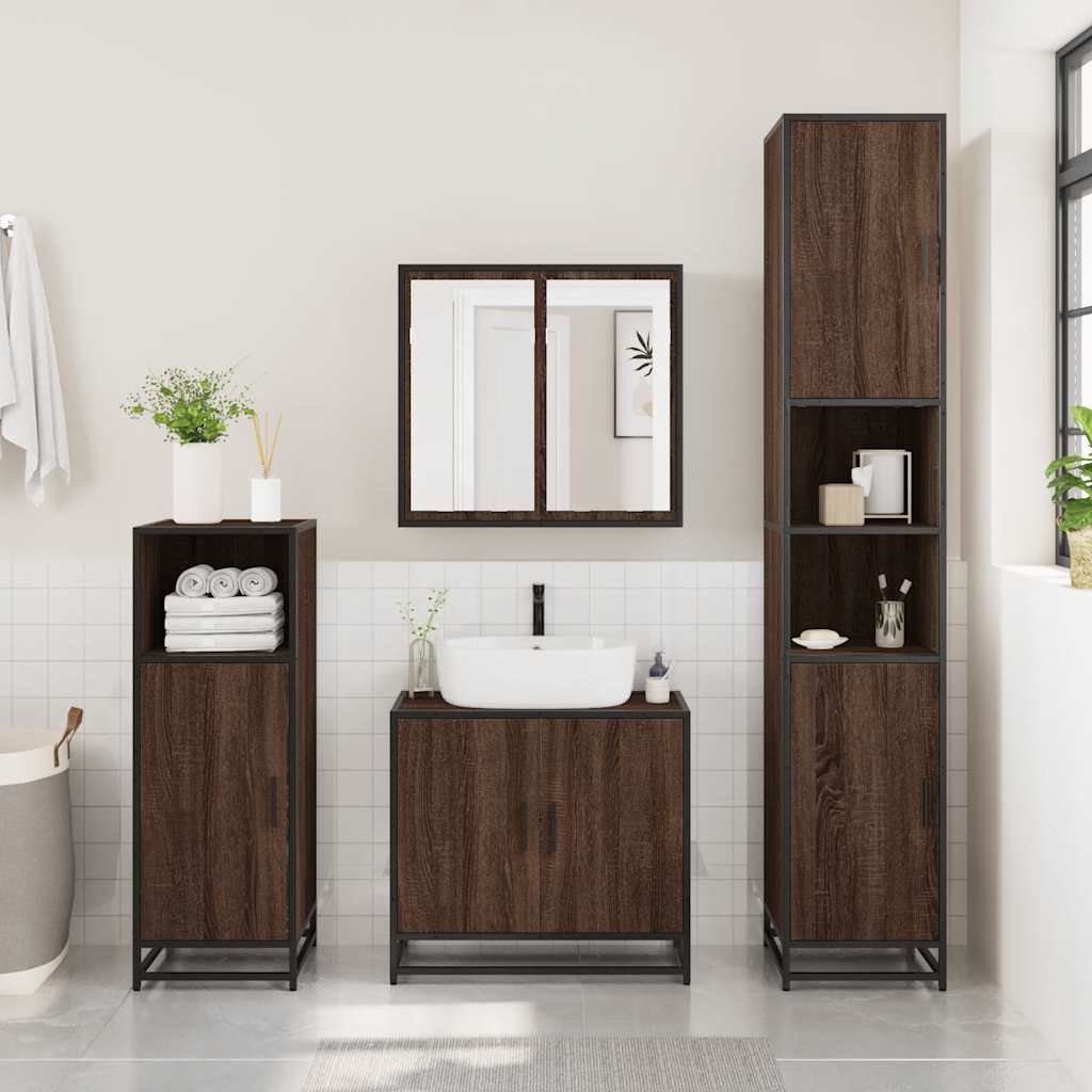 Armadietto Bagno Rovere Marrone 35x37,5x100cm Legno Multistrato | homemem39