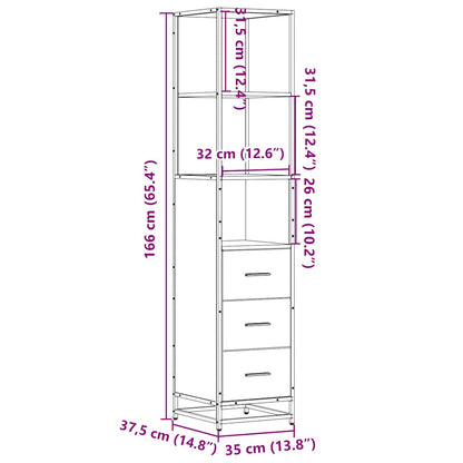Armadietto Bagno Rovere Sonoma 35x37,5x166 cm Legno Multistrato | homemem39