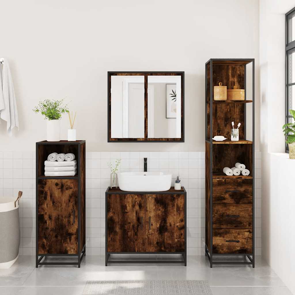 Armadietto Bagno Rovere Fumo 35x37,5x166cm in Legno Multistrato | homemem39