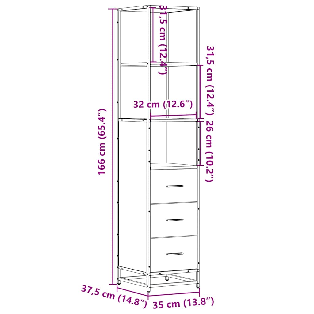 Armadietto Bagno Rovere Fumo 35x37,5x166cm in Legno Multistrato | homemem39