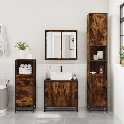 Armadietto Bagno Rovere Fumo 35x37,5x100cm in Legno Multistrato | homemem39