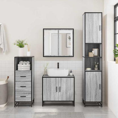 Armadietto Bagno Grigio Sonoma 35x37,5x100 cm Legno Multistrato | homemem39