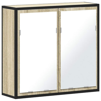Mobiletto con specchio per bagno in rovere Sonoma 65x20x60 cm in legno ingegnerizzato | homemem39
