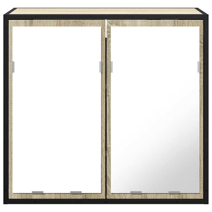 Mobiletto con specchio per bagno in rovere Sonoma 65x20x60 cm in legno ingegnerizzato | homemem39