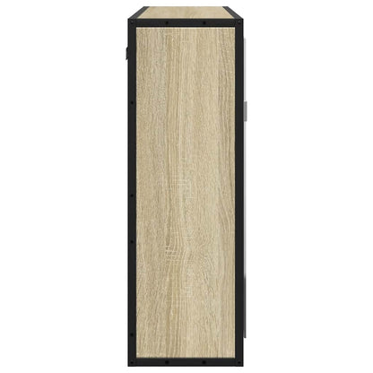 Mobiletto con specchio per bagno in rovere Sonoma 65x20x60 cm in legno ingegnerizzato | homemem39