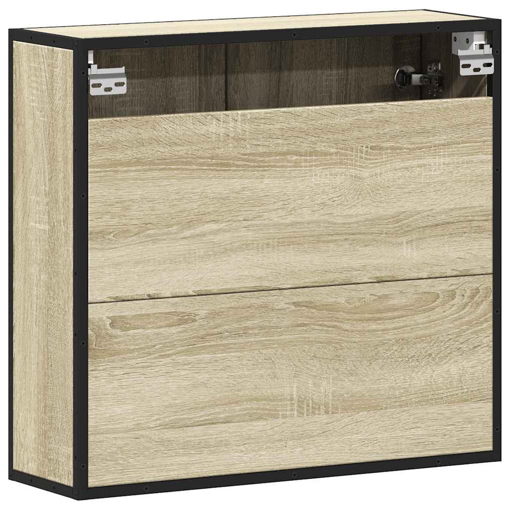 Mobiletto con specchio per bagno in rovere Sonoma 65x20x60 cm in legno ingegnerizzato | homemem39