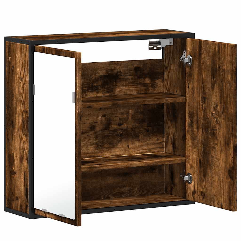 Mobile Bagno Specchio Rovere Fumo 65x20x60 cm Legno Multistrato | homemem39