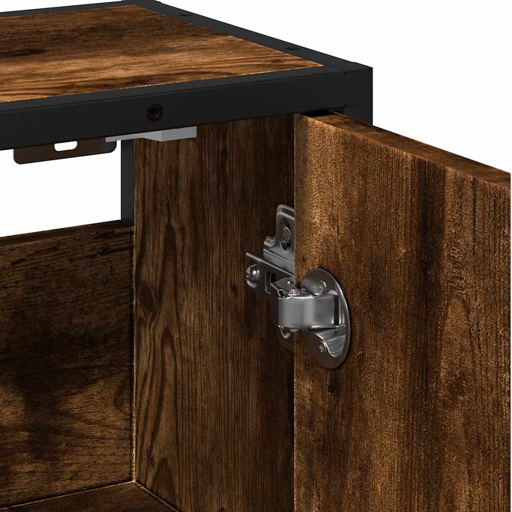 Mobile Bagno Specchio Rovere Fumo 65x20x60 cm Legno Multistrato | homemem39