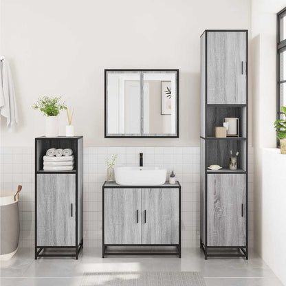 Mobile Specchio da Bagno Grigio Sonoma 65x20x60 cm Multistrato | homemem39
