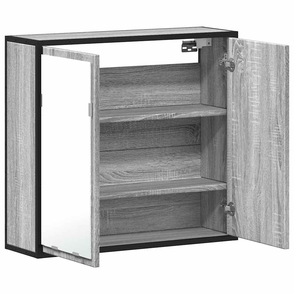 Mobile Specchio da Bagno Grigio Sonoma 65x20x60 cm Multistrato | homemem39