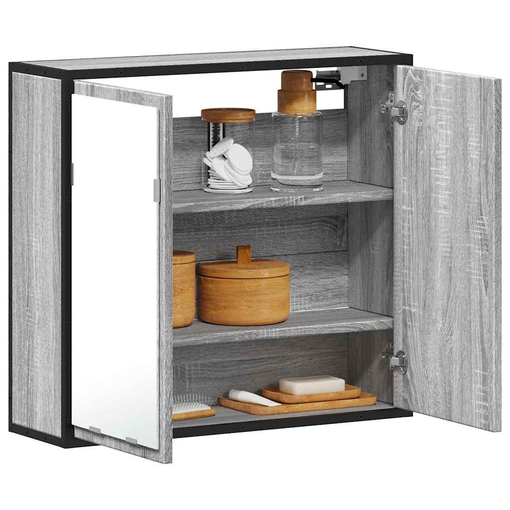 Mobile Specchio da Bagno Grigio Sonoma 65x20x60 cm Multistrato | homemem39