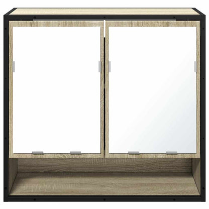 Mobiletto con specchio per bagno in rovere Sonoma 65x20x60 cm in legno ingegnerizzato | homemem39