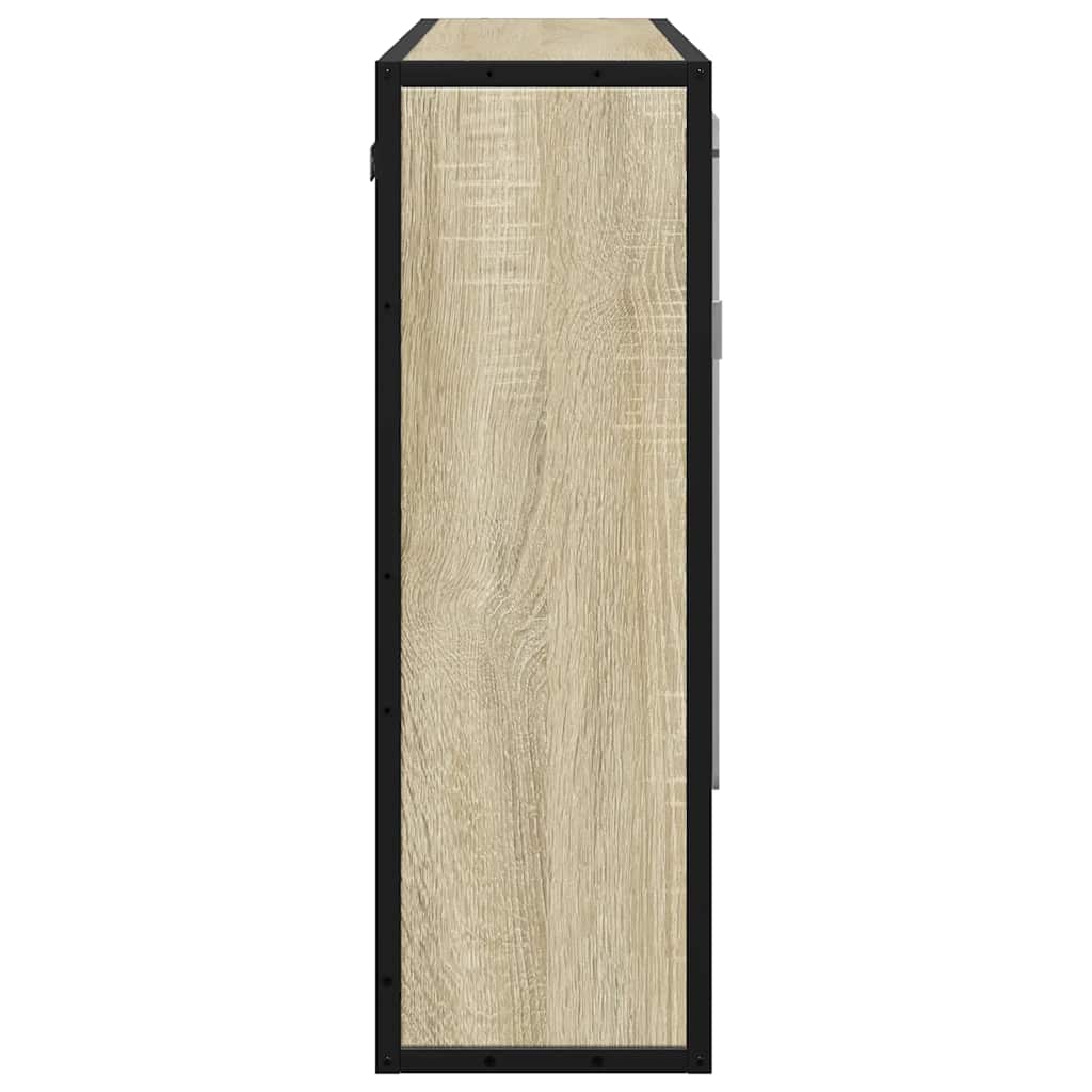 Mobiletto con specchio per bagno in rovere Sonoma 65x20x60 cm in legno ingegnerizzato | homemem39