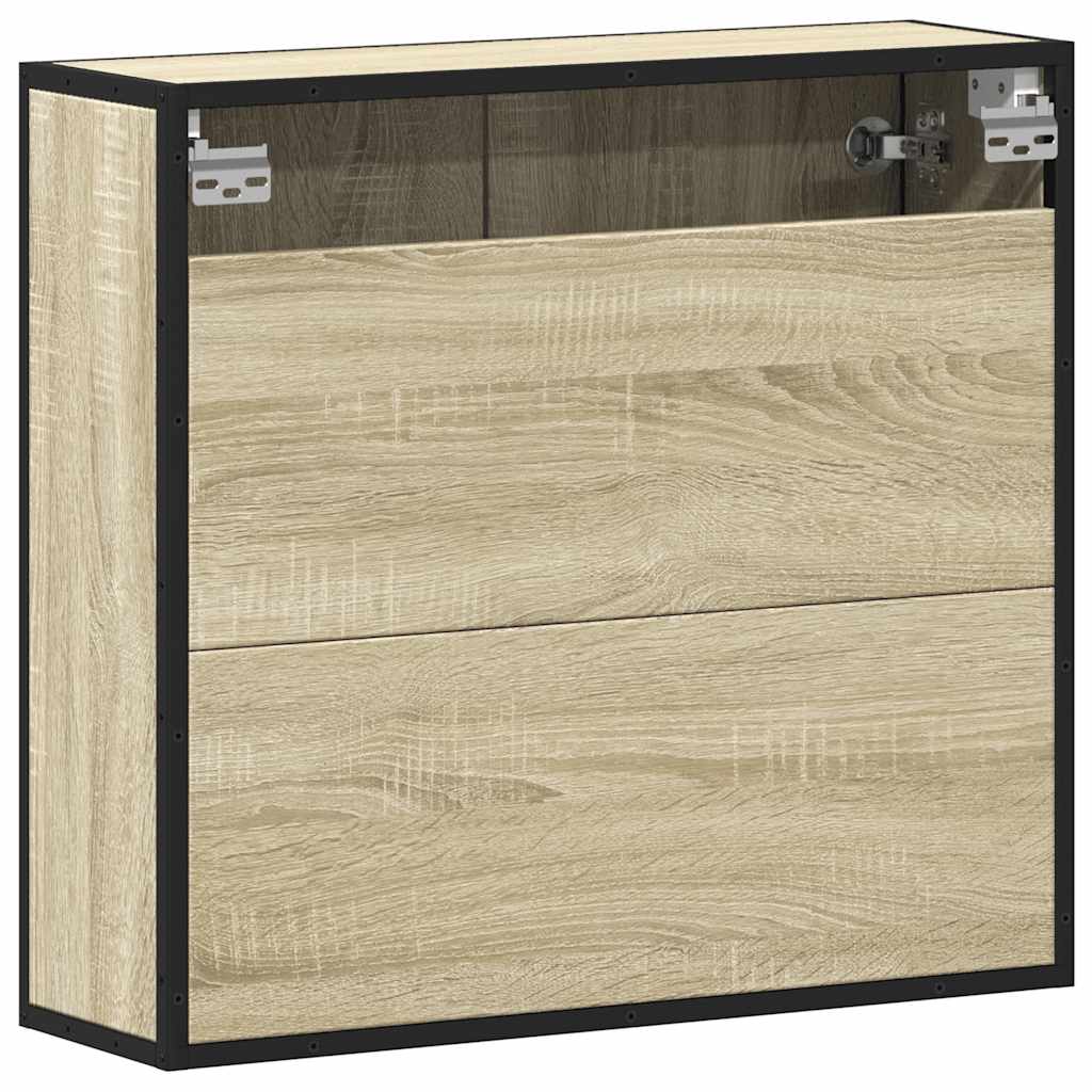 Mobiletto con specchio per bagno in rovere Sonoma 65x20x60 cm in legno ingegnerizzato | homemem39