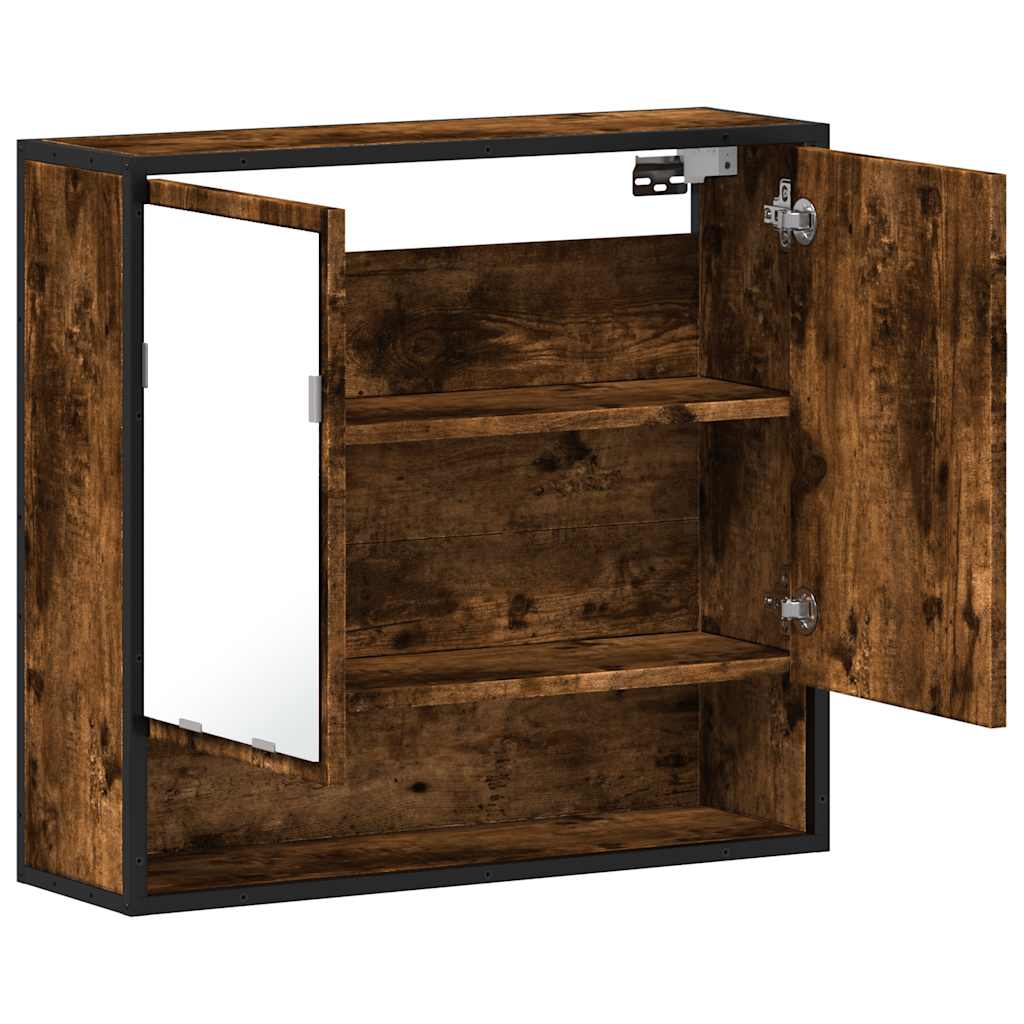 Mobile Bagno Specchio Rovere Fumo 65x20x60 cm Legno Multistrato | homemem39