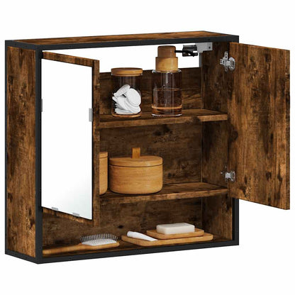 Mobile Bagno Specchio Rovere Fumo 65x20x60 cm Legno Multistrato | homemem39