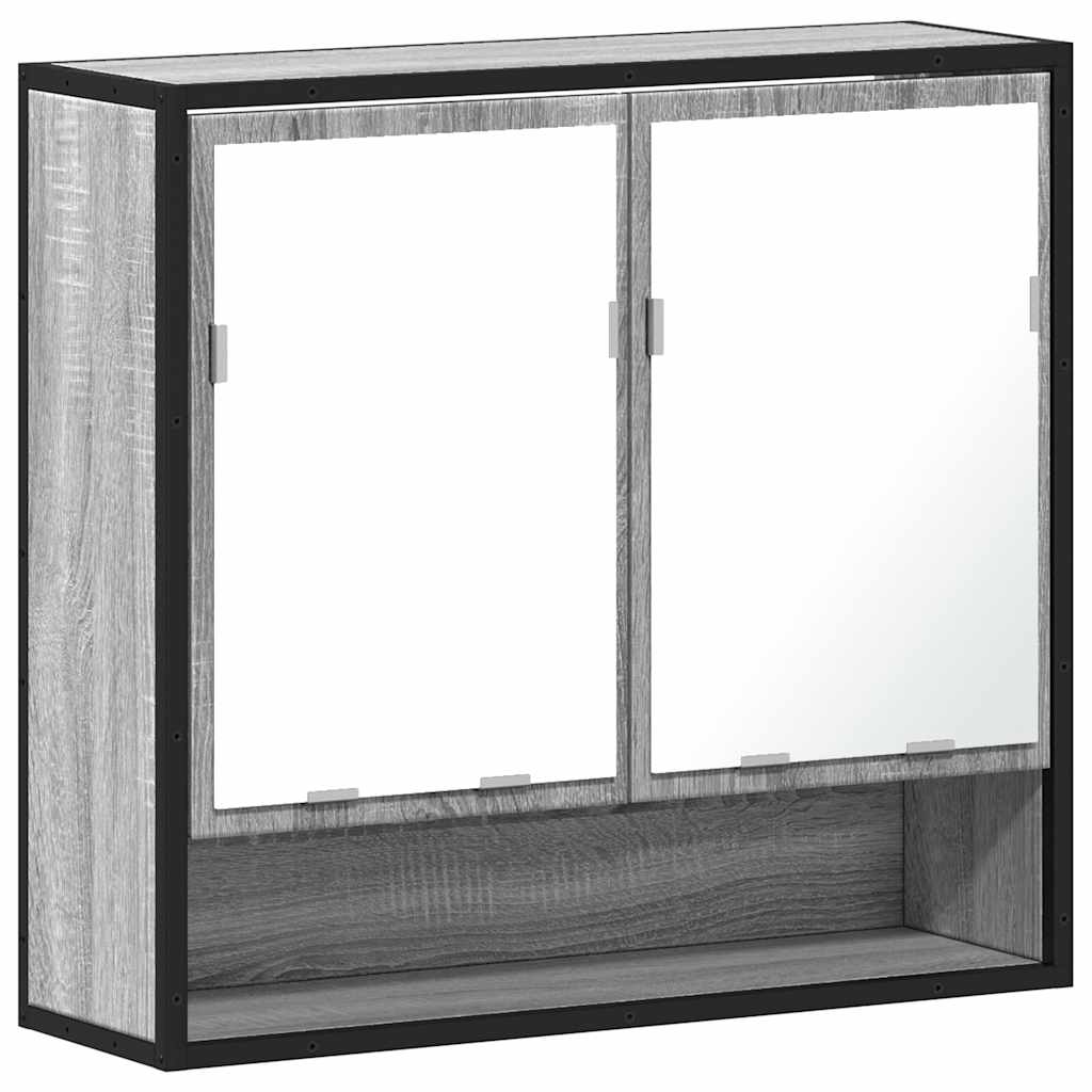 Mobile Specchio da Bagno Grigio Sonoma 65x20x60 cm Multistrato | homemem39
