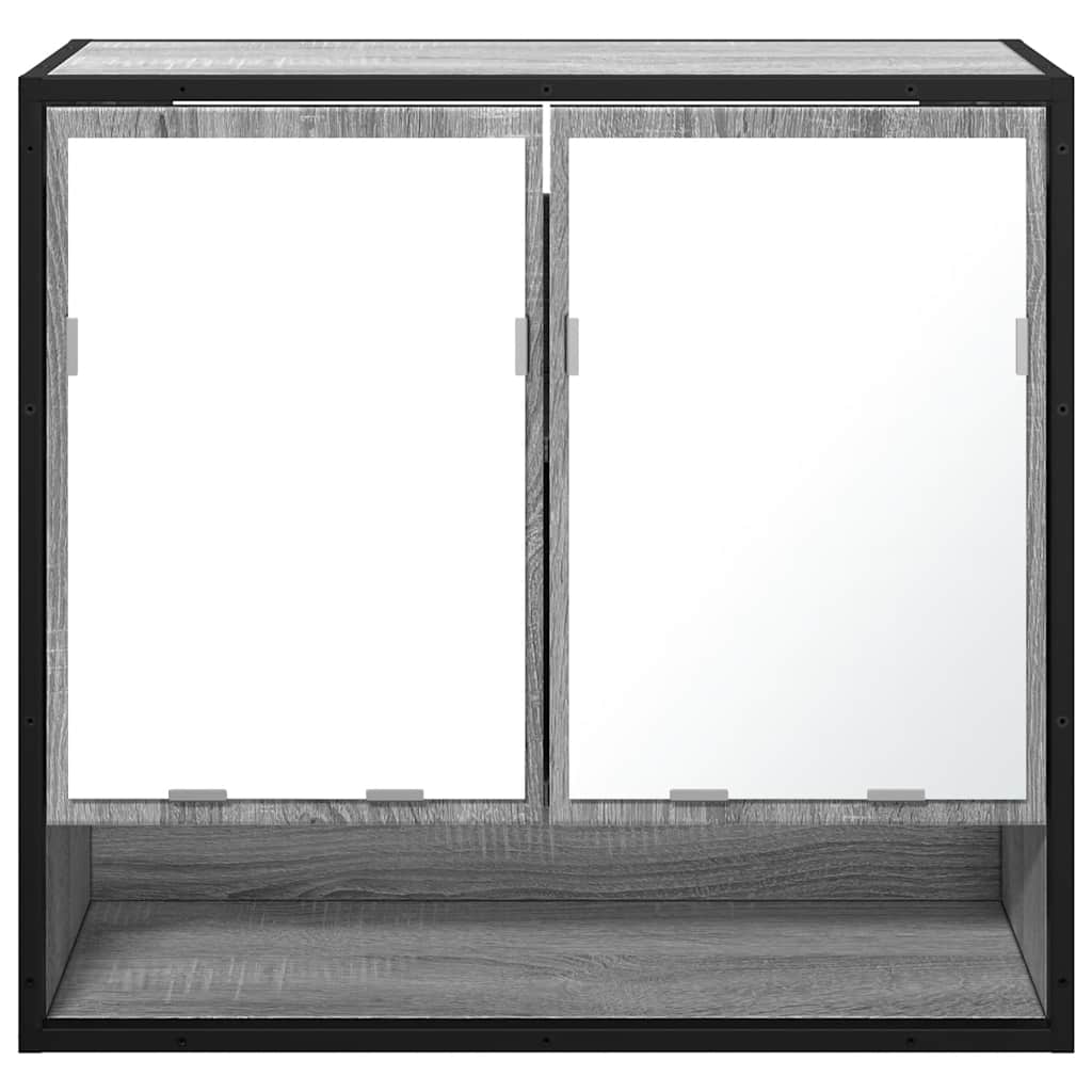 Mobile Specchio da Bagno Grigio Sonoma 65x20x60 cm Multistrato | homemem39