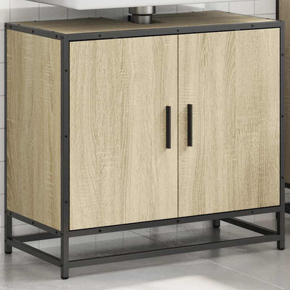 Mobiletto per Lavabo da Bagno Rovere Sonoma 65x33x60 cm Legno Massello | homemem39
