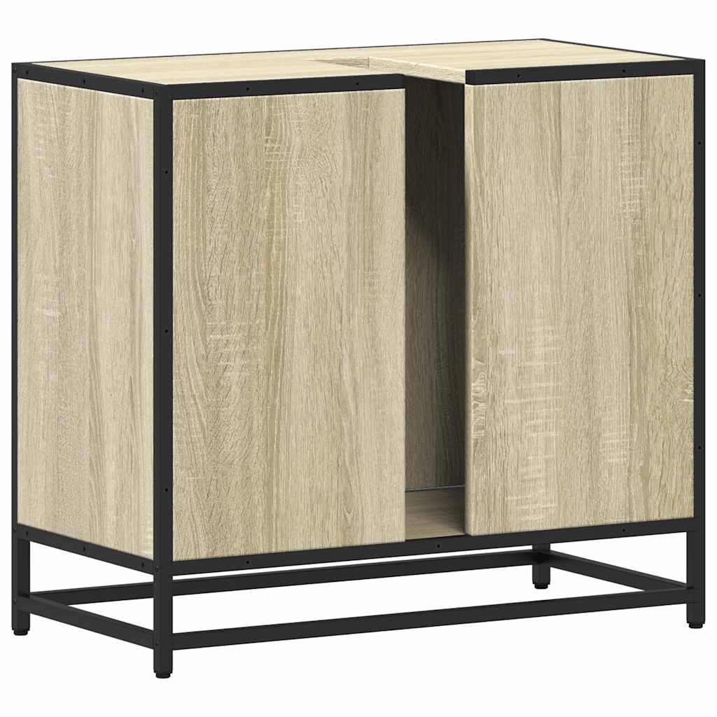 Mobiletto per Lavabo da Bagno Rovere Sonoma 65x33x60 cm Legno Massello | homemem39