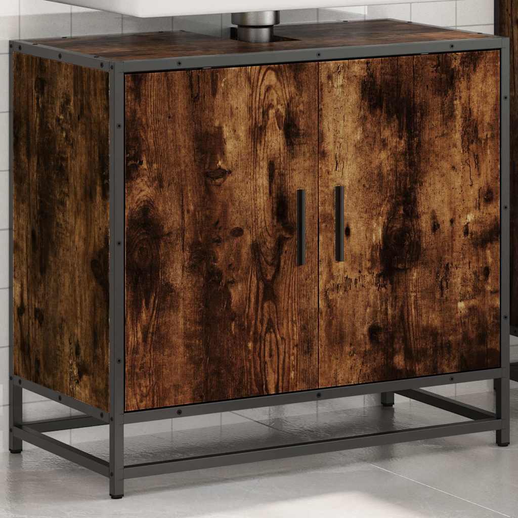 Mobile Lavabo Bagno Rovere Fumo 65x33x60 cm Legno Multistrato | homemem39