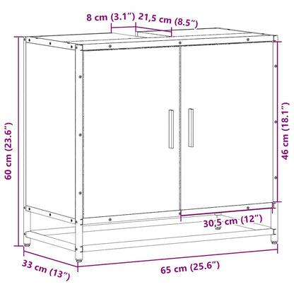 Mobile Lavabo Bagno Grigio Sonoma 65x33x60 cm Legno Multistrato | homemem39