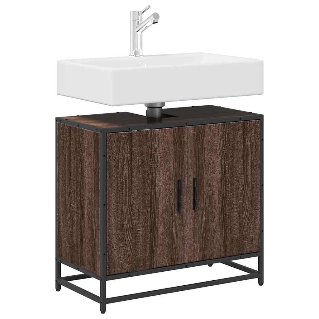 Mobile Lavabo Bagno Rovere Marrone 65x33x60cm Legno Multistrato