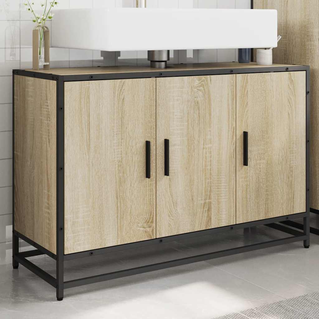 Mobiletto per Lavabo da Bagno Rovere Sonoma 90x33x60 cm