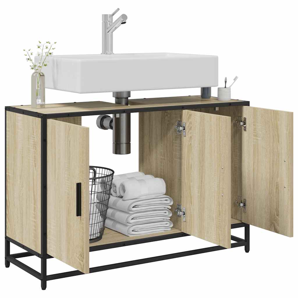 Mobiletto per Lavabo da Bagno Rovere Sonoma 90x33x60 cm