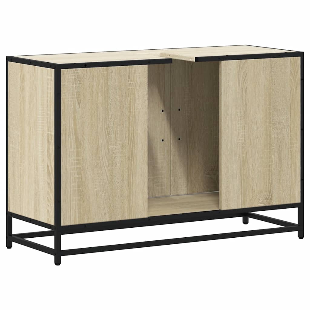 Mobiletto per Lavabo da Bagno Rovere Sonoma 90x33x60 cm Legno Massello | homemem39
