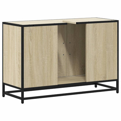 Mobiletto per Lavabo da Bagno Rovere Sonoma 90x33x60 cm Legno Massello | homemem39