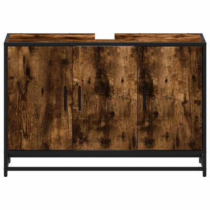 Mobile Lavabo Bagno Rovere Fumo 90x33x60 cm Legno Multistrato | homemem39