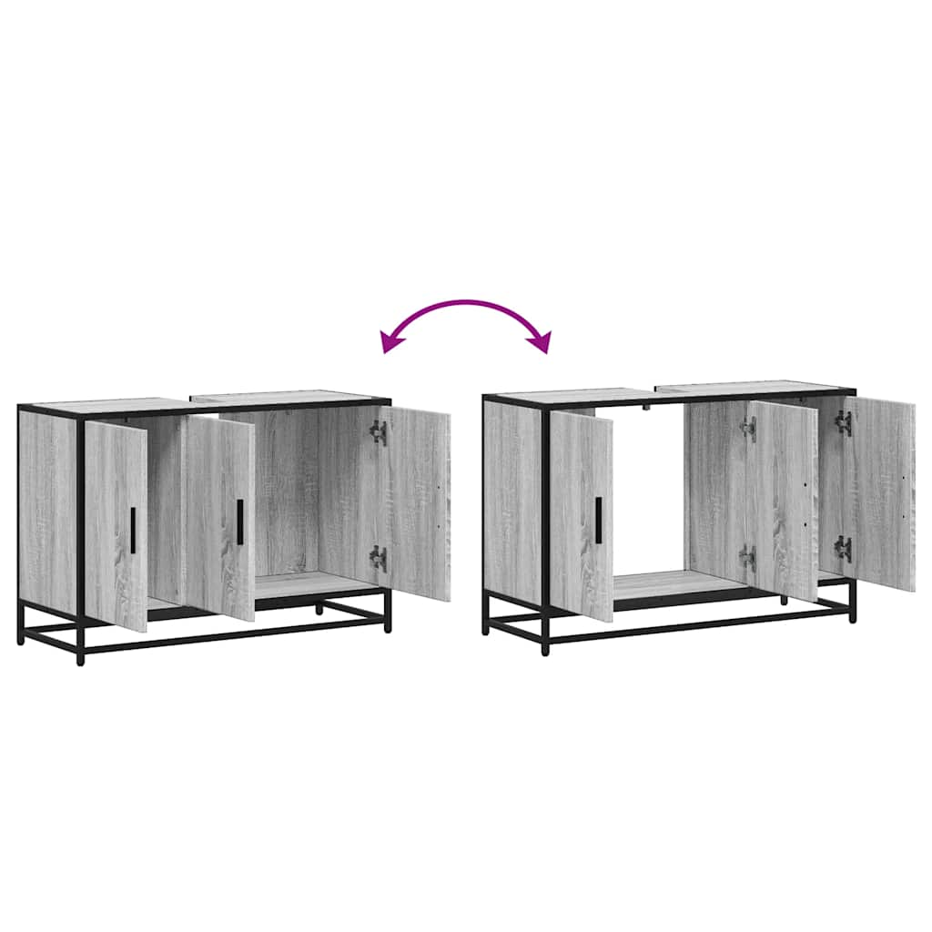 Mobile Lavabo Bagno Grigio Sonoma 90x33x60 cm Legno Multistrato | homemem39