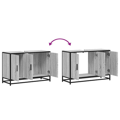 Mobile Lavabo Bagno Grigio Sonoma 90x33x60 cm Legno Multistrato | homemem39