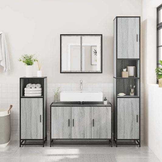 Mobile Lavabo Bagno Grigio Sonoma 90x33x60 cm Legno Multistrato | homemem39