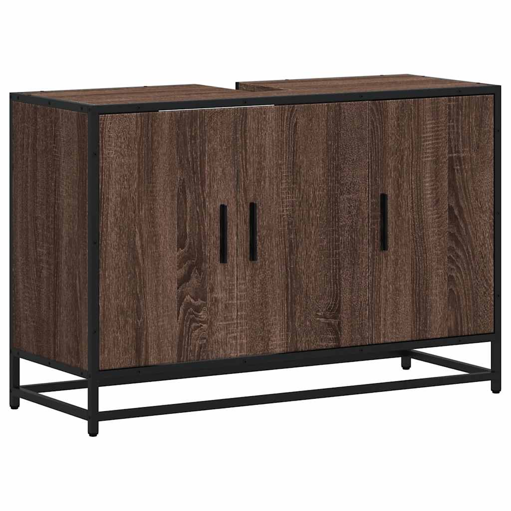 Mobile Lavabo Bagno Rovere Marrone 90x33x60cm Legno Multistrato