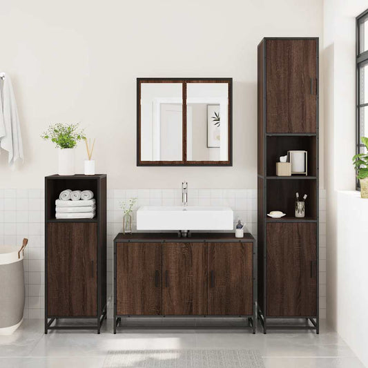 Mobile Lavabo Bagno Rovere Marrone 90x33x60cm Legno Multistrato | homemem39