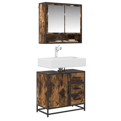 Mobile Lavabo Bagno Rovere Fumo 65x33x60 cm Legno Multistrato