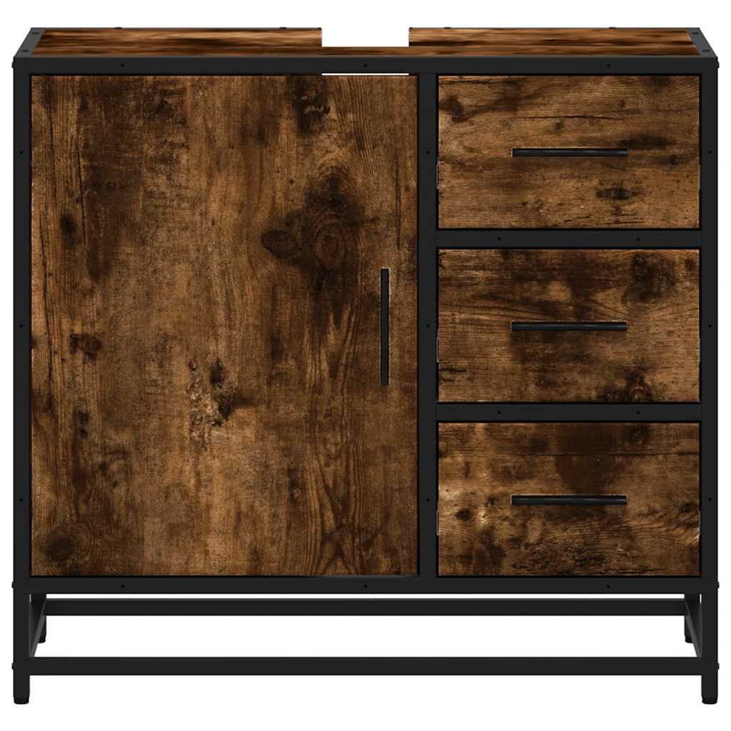 Mobile Lavabo Bagno Rovere Fumo 65x33x60 cm Legno Multistrato